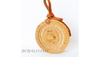 Circle Rattan Bali Beach Sling Bags Desaign Unique Handwoven